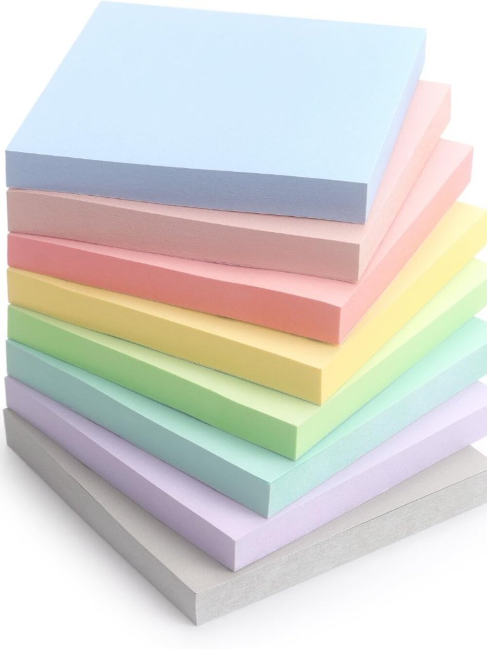 Sticky Notes 3x3 Inch, 8 Pads, Light Colors Self-Adhesive, 80 Sheets/Pad
